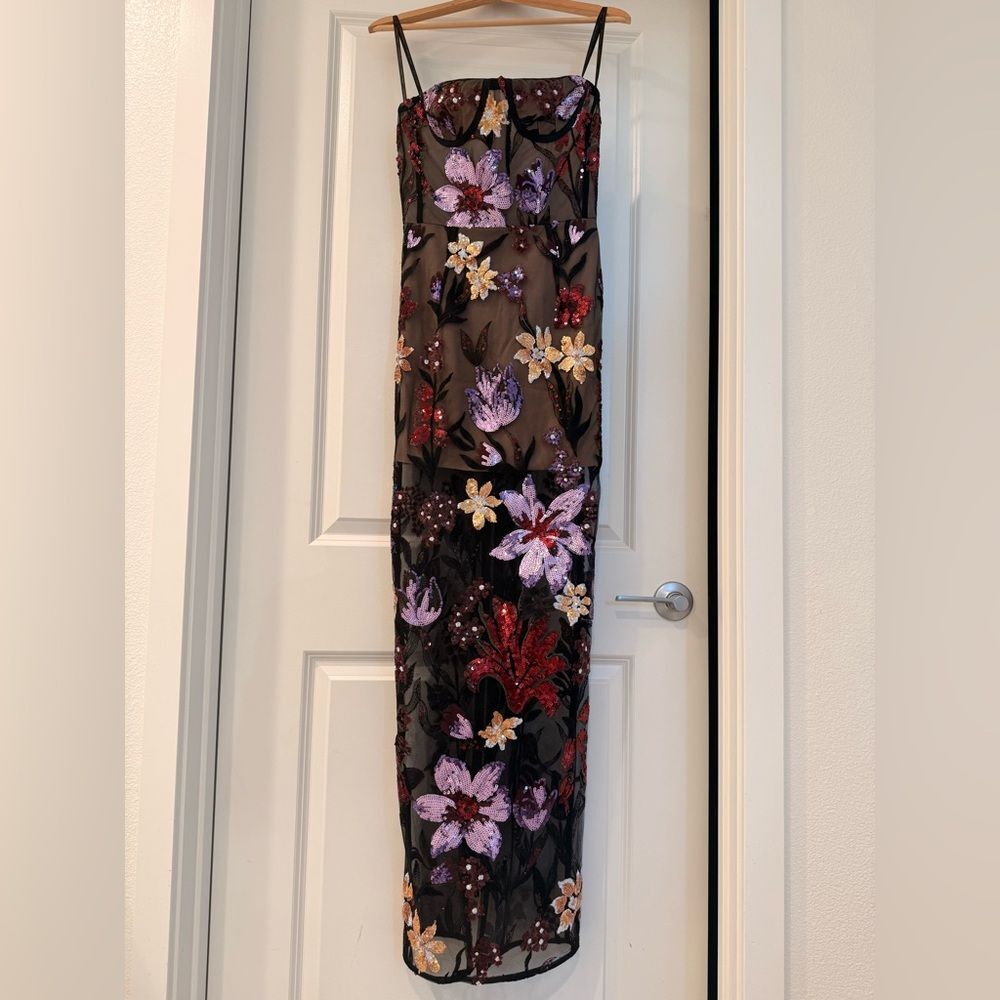 NWOT BRONX AND BANCO Dahlia Maxi Dress in Purple Multi, wedding guest gown - Picture 6 of 14